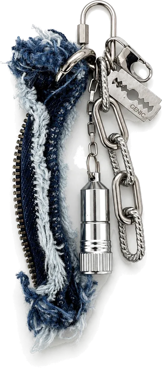 FLARE keychain, hand-cut riveted metal piece